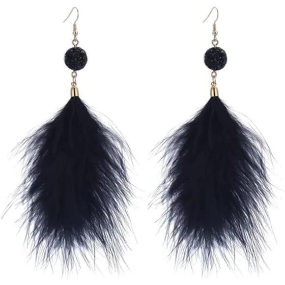 Long Feather Tassel Earrings Bohemian Elegant Dangle Earrings for Women - Picture 3 of 3